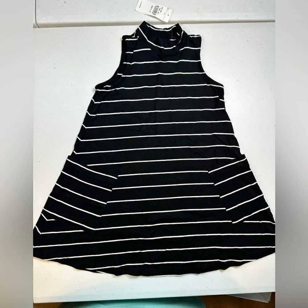 NWT American Eagle Girls Black White Sleeveless Dress & Athletic Shorts - Size 4